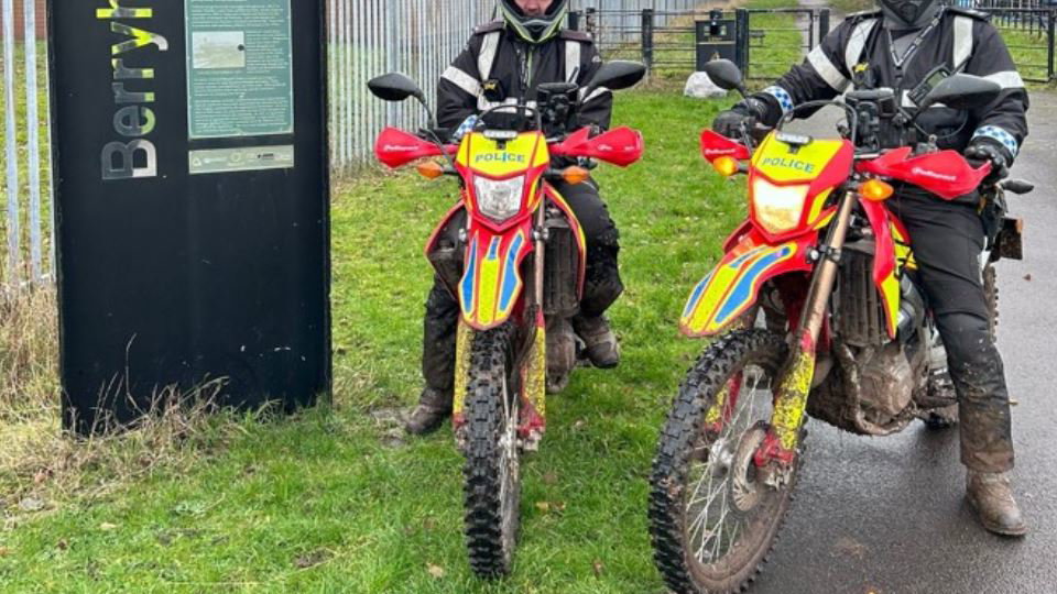 Staffordshire Police using Off-road bikes